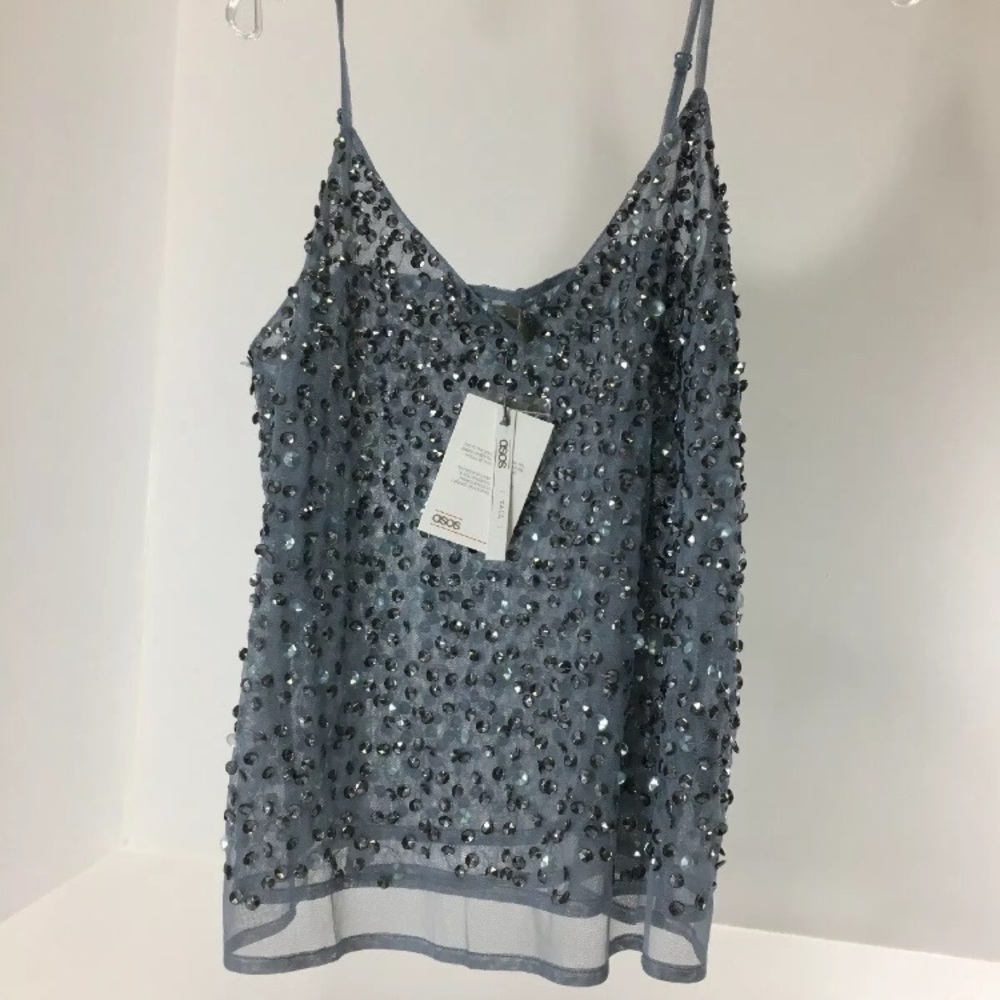 ASOS Tall Womens Sheer Mesh Sequin Cami